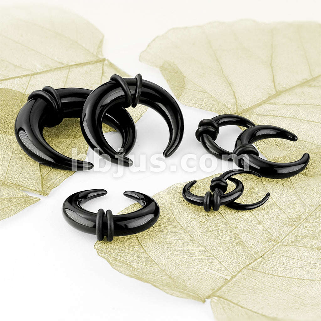 90 pcs Black Acrylic Bull Taper, Pincher with 2-Black O-RingsBulk Pack (10 pcs x 9 Sizes) - Image 2