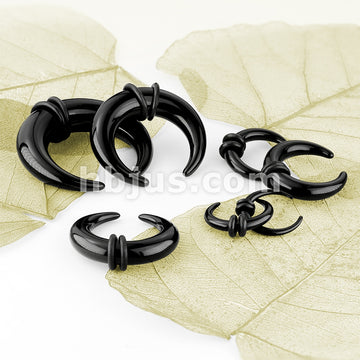 90 pcs Black Acrylic Bull Taper, Pincher with 2-Black O-RingsBulk Pack (10 pcs x 9 Sizes) - Image 2