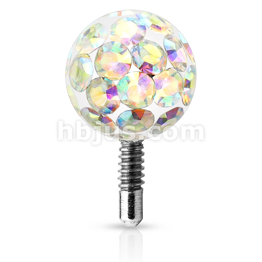 Bling Bling Epoxy Covered Ferido Ball 316L Surgical Steel Labret Tops - Image 2
