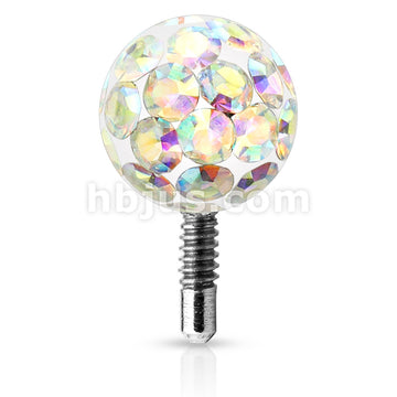 Bling Bling Epoxy Covered Ferido Ball 316L Surgical Steel Labret Tops - Image 2