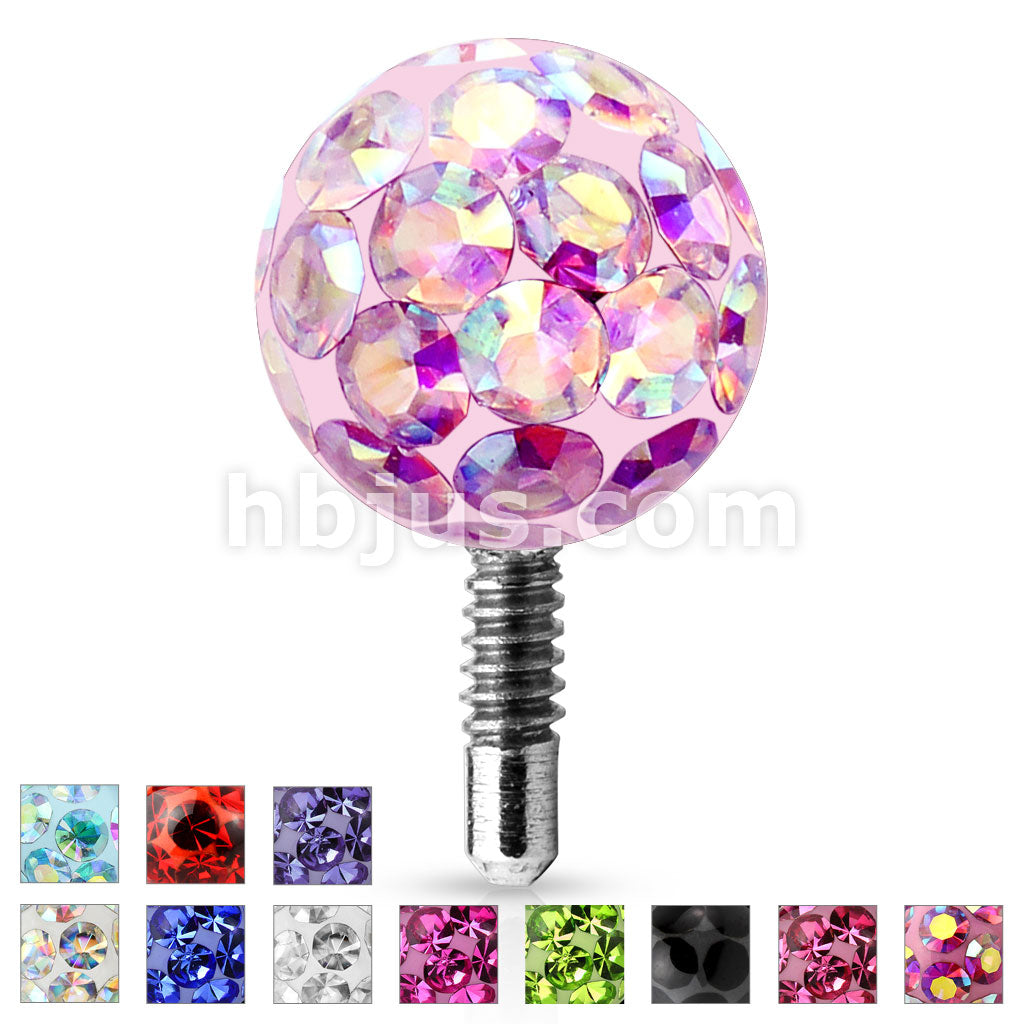 Bling Bling Epoxy Covered Ferido Ball 316L Surgical Steel Labret Tops