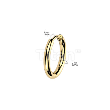 Pair of Implant Grade Titanium 2mm Thick Hinged Plain Round Hoop Earrings - Image 5