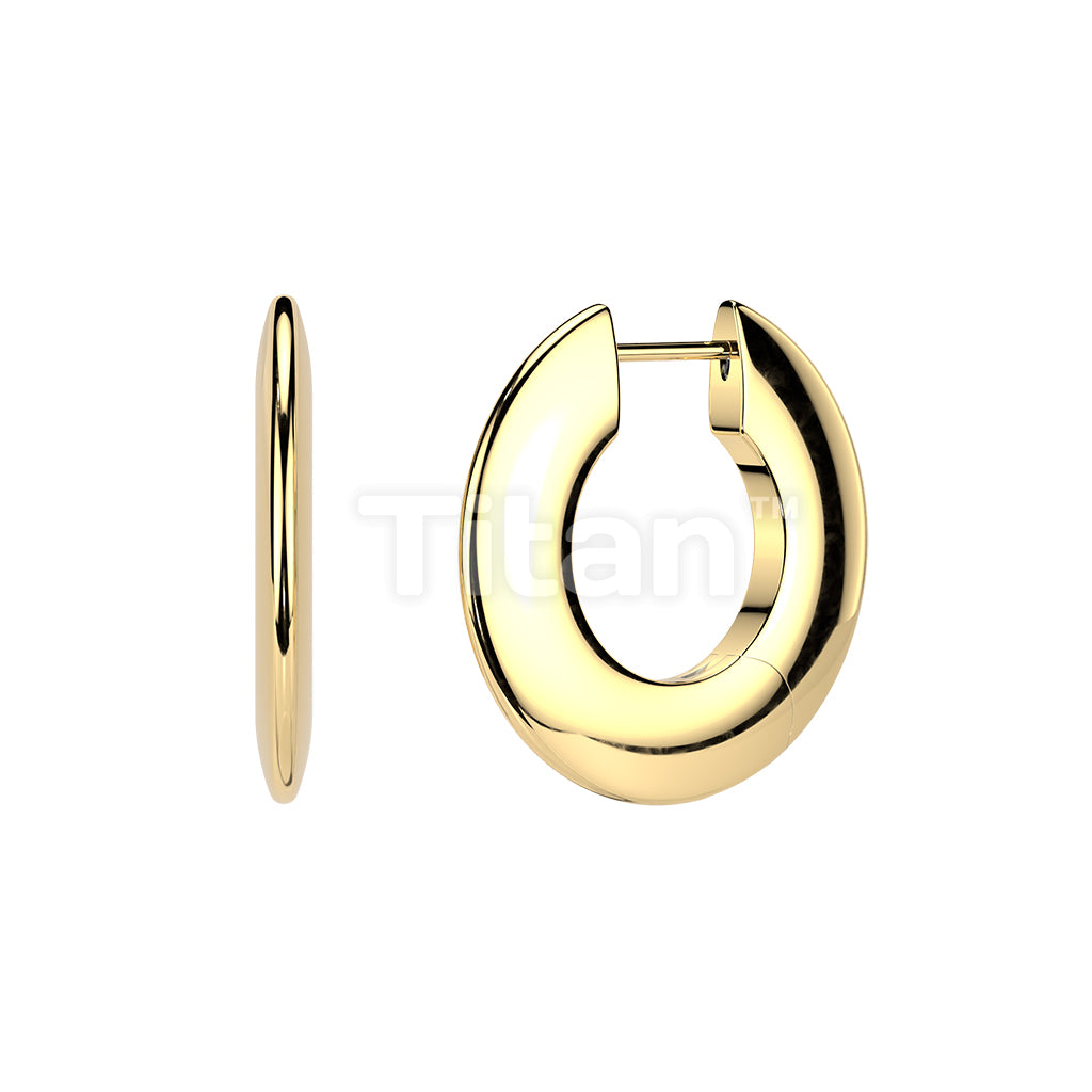 Pair of Titanium Hinged Hoop Wide Round Earrings  - Image 2