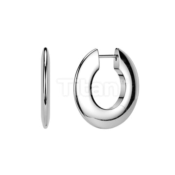 Pair of Titanium Hinged Hoop Wide Round Earrings  - Image 3