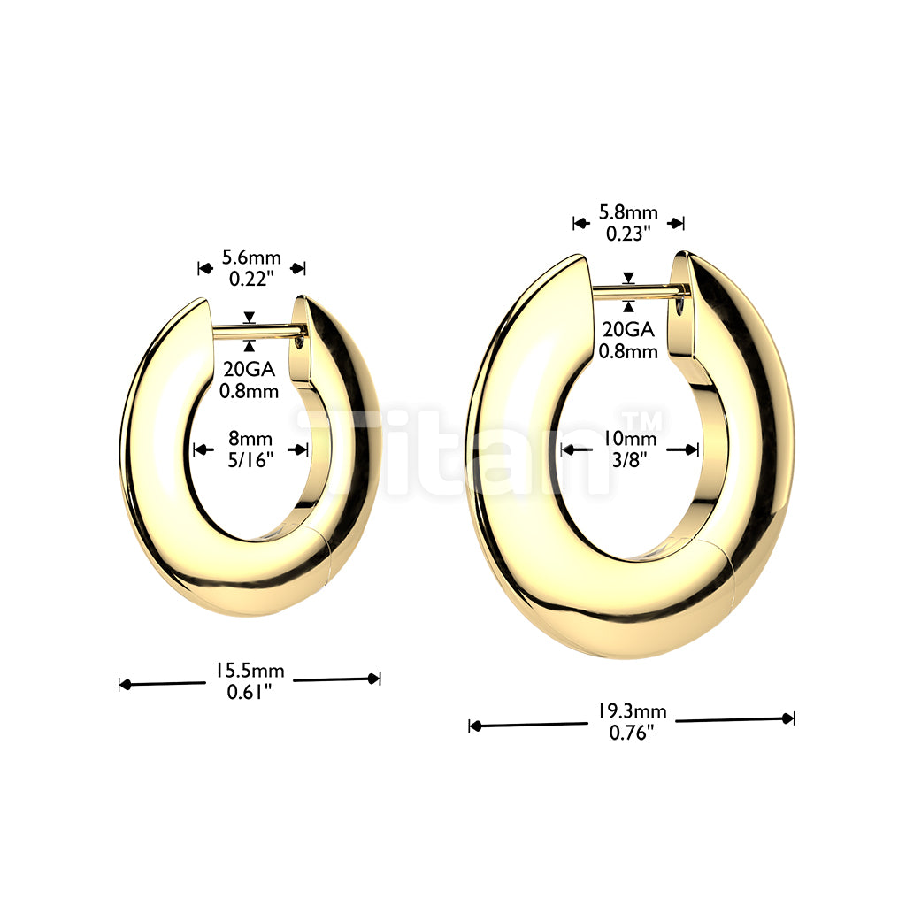 Pair of Titanium Hinged Hoop Wide Round Earrings  - Image 4