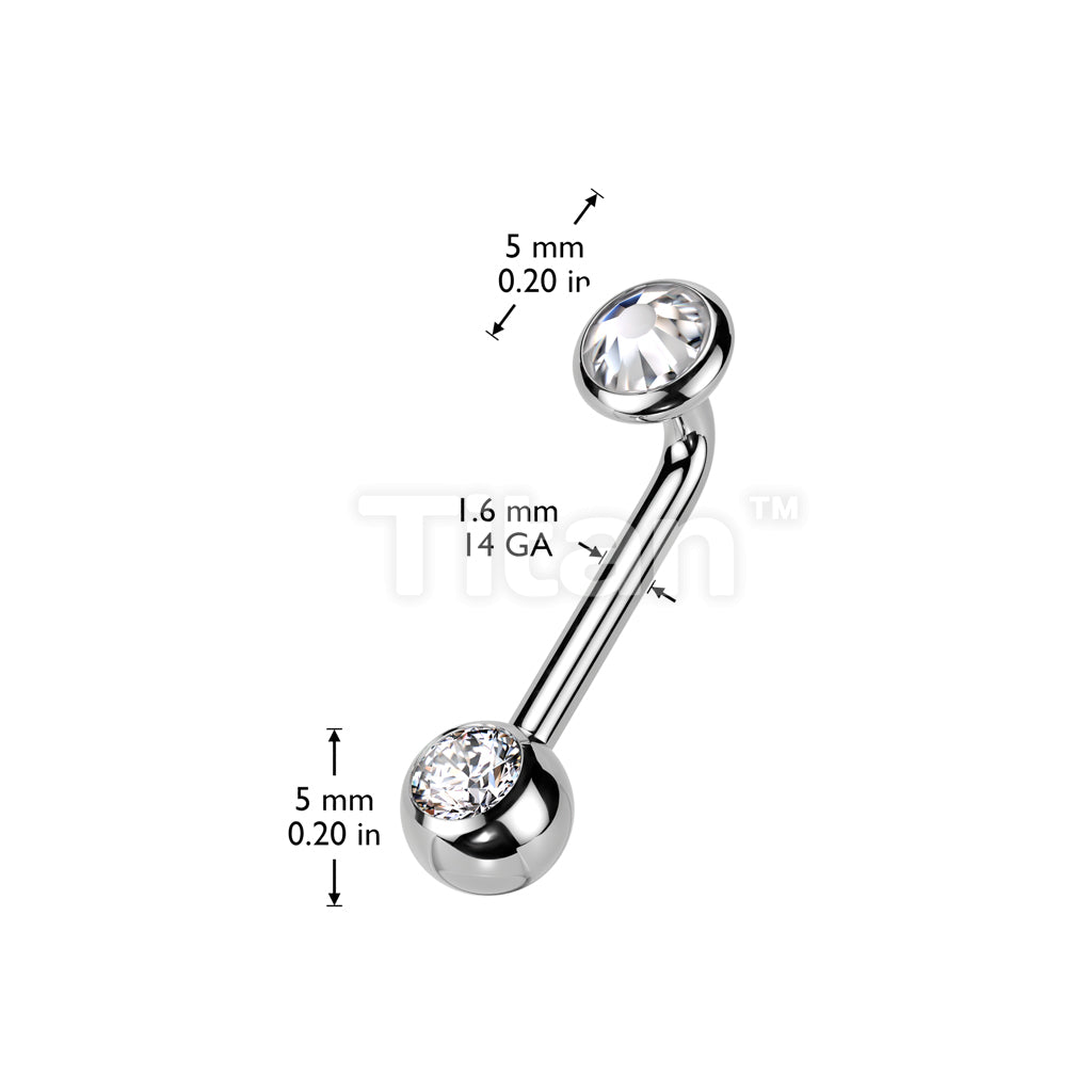 Implant Grade Titanium Internally Threaded L Bent Christina Piercing Jewelry With Flat Bezel Set and Pressed Fit Gem End - Image 4