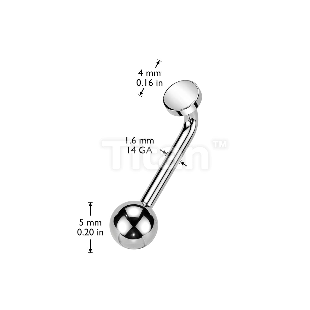 Implant Grade Titanium Internally Threaded L Bent Christina Piercing With Ball Top - Image 3