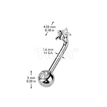 Implant Grade Titanium Internally Threaded L Bent Christina Piercing Jewelry With Star Diamond Cut Top and Pressed Fit Gem End - Image 4