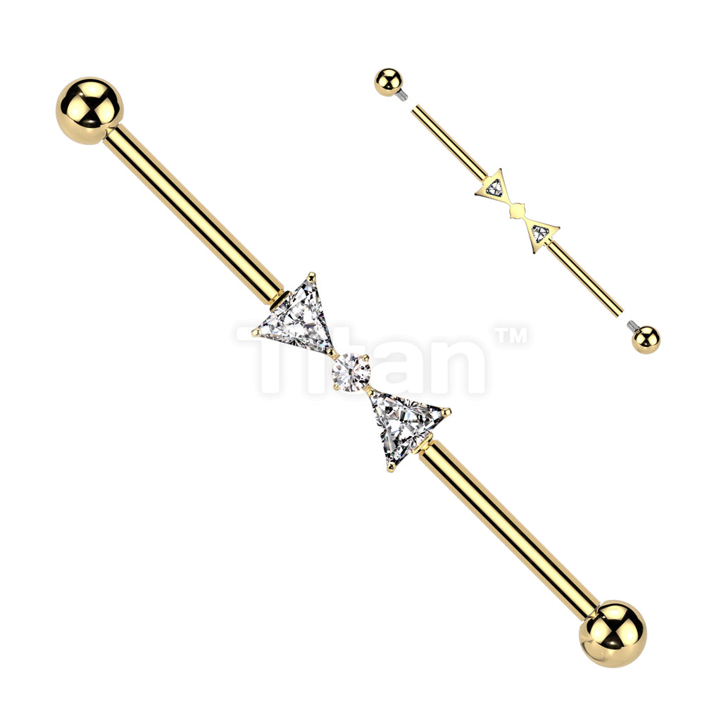 Implant Grade Titanium Internally Threaded CZ Ribbon Industrial Barbell  - Image 3