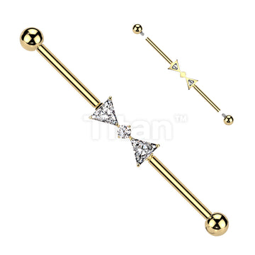 Implant Grade Titanium Internally Threaded CZ Ribbon Industrial Barbell  - Image 3