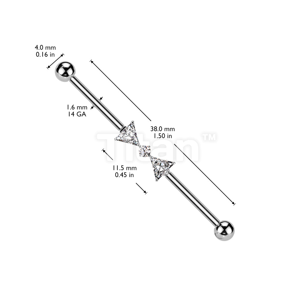 Implant Grade Titanium Internally Threaded CZ Ribbon Industrial Barbell  - Image 4