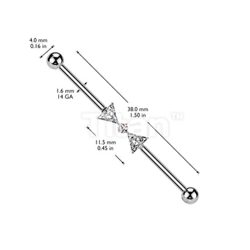 Implant Grade Titanium Internally Threaded CZ Ribbon Industrial Barbell  - Image 4