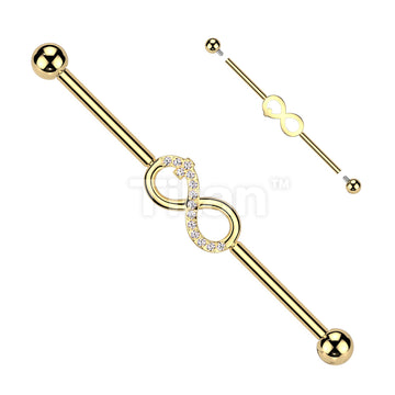 Implant Grade Titanium Internally Threaded Industrial Barbell With CZ Infinity Center - Image 3