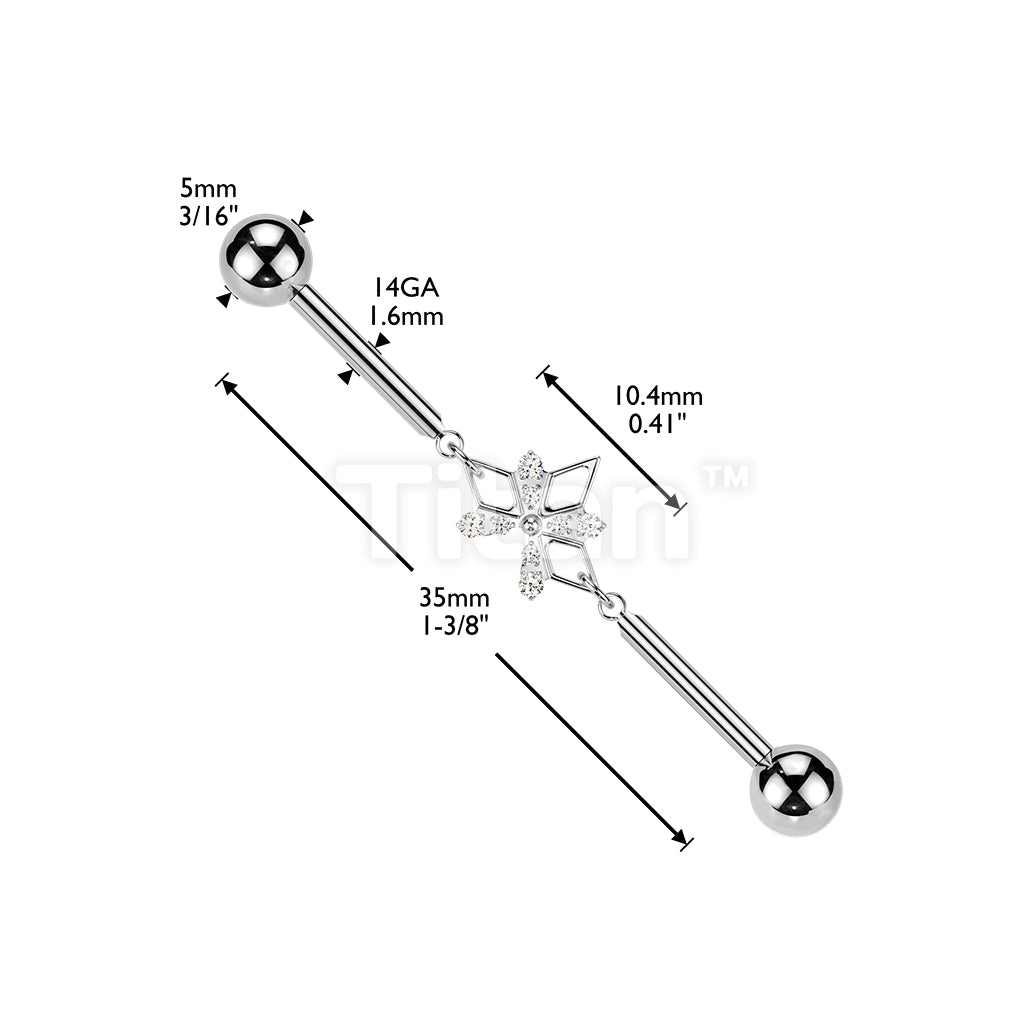 Titanium Internally Threaded CNC CZ 3 Hollow Diamond Chain Industrial Barbell - Image 4