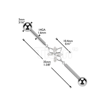 Titanium Internally Threaded CNC CZ 3 Hollow Diamond Chain Industrial Barbell - Image 4