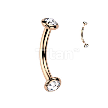 Implant Grade Titanium Internally Threaded Curved Barbell With Flat Bezel Set Crystal or Opal Ends - Image 11