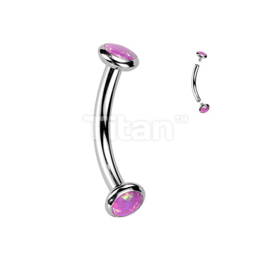 Implant Grade Titanium Internally Threaded Curved Barbell With Flat Bezel Set Crystal or Opal Ends - Image 14