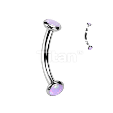 Implant Grade Titanium Internally Threaded Curved Barbell With Flat Bezel Set Crystal or Opal Ends - Image 15