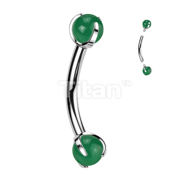 Implant Grade Titanium Internally Threaded Curved Barbell With Claw Set Natural Stone Ends - Image 4