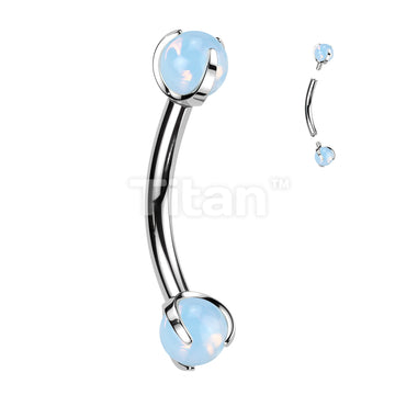 Implant Grade Titanium Internally Threaded Curved Barbell With Claw Set Natural Stone Ends - Image 6