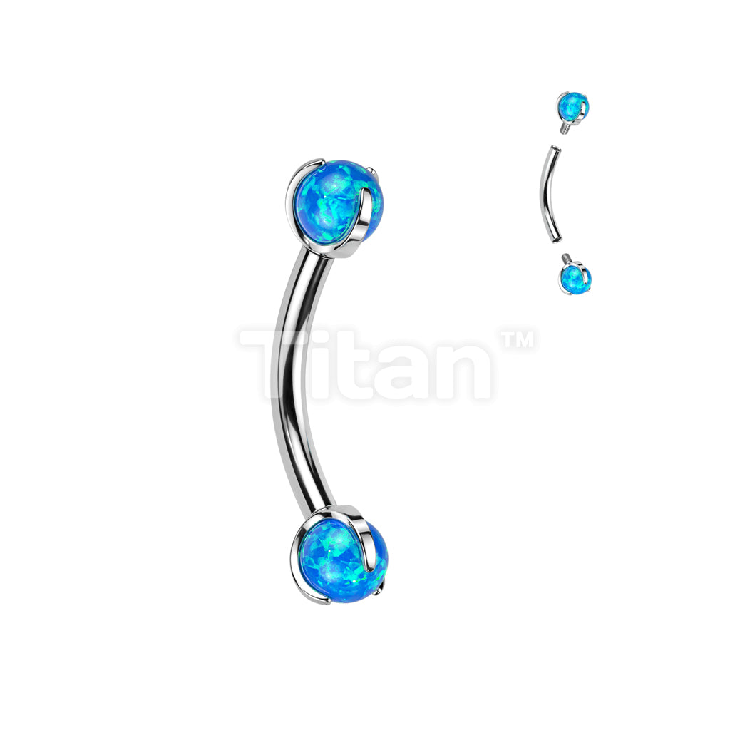 Implant Grade Titanium Internally Threaded Curved Barbell With Claw Set Opal Ball - Image 2