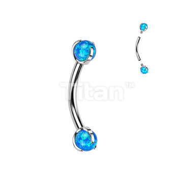 Implant Grade Titanium Internally Threaded Curved Barbell With Claw Set Opal Ball - Image 2