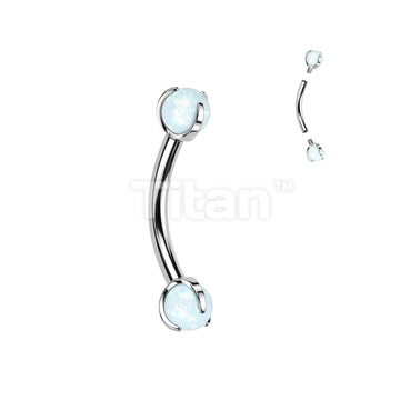 Implant Grade Titanium Internally Threaded Curved Barbell With Claw Set Opal Ball - Image 3