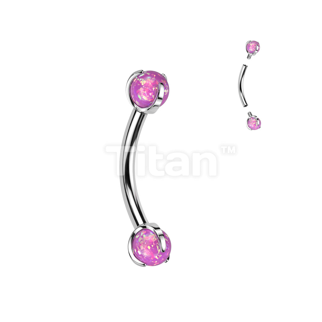 Implant Grade Titanium Internally Threaded Curved Barbell With Claw Set Opal Ball - Image 4