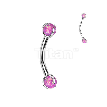 Implant Grade Titanium Internally Threaded Curved Barbell With Claw Set Opal Ball - Image 4