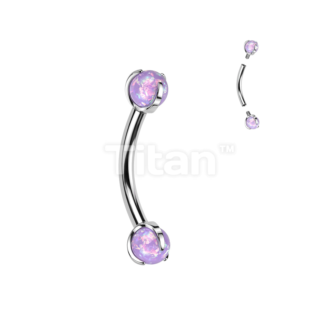 Implant Grade Titanium Internally Threaded Curved Barbell With Claw Set Opal Ball - Image 5