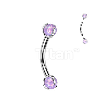 Implant Grade Titanium Internally Threaded Curved Barbell With Claw Set Opal Ball - Image 5