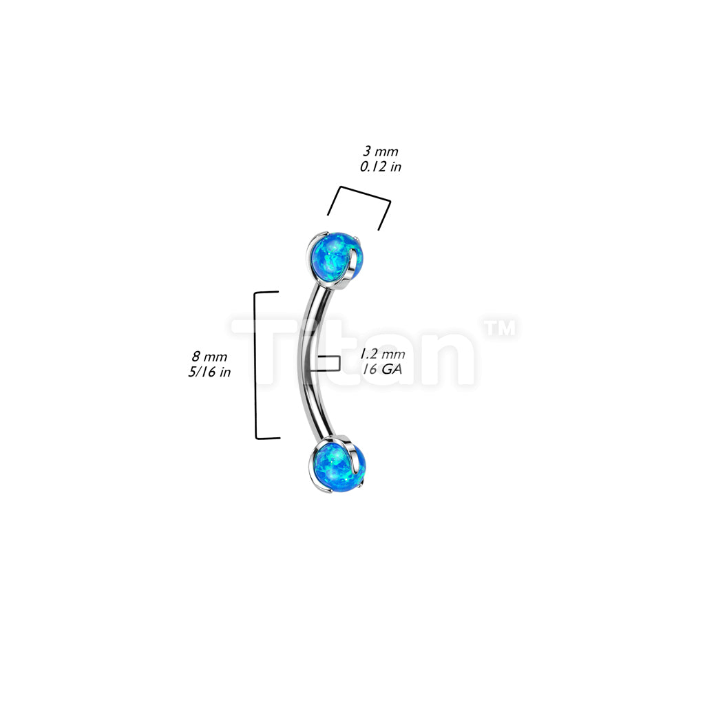 Implant Grade Titanium Internally Threaded Curved Barbell With Claw Set Opal Ball - Image 6