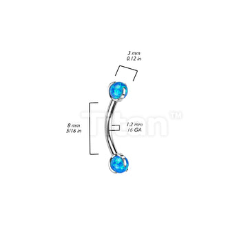 Implant Grade Titanium Internally Threaded Curved Barbell With Claw Set Opal Ball - Image 6
