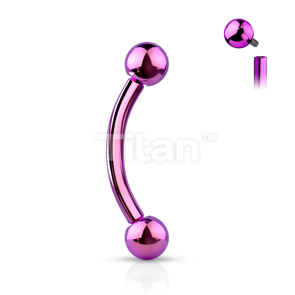Implant Grade Titanium Internally Threaded PVD Plated Curved Barbell - Image 3
