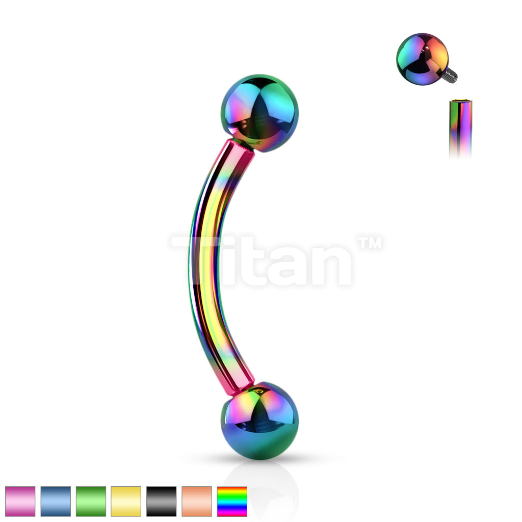 Implant Grade Titanium Internally Threaded PVD Plated Curved Barbell - Image 2