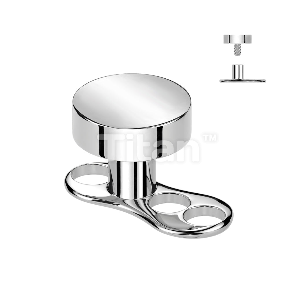 Implant Grade Titanium Internally Threaded 16 Gauge 3 Hole Dermal Anchors With 2mm Rise and Titanium Flat Round Top - Image 5