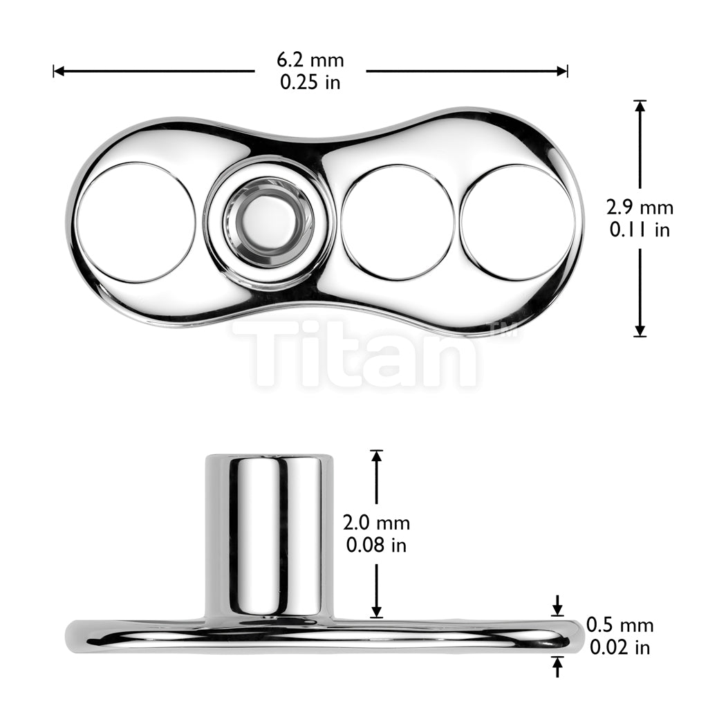 Implant Grade Titanium Internally Threaded 16 Gauge 3 Hole Dermal Anchors With 2mm Rise and Titanium Flat Round Top - Image 7