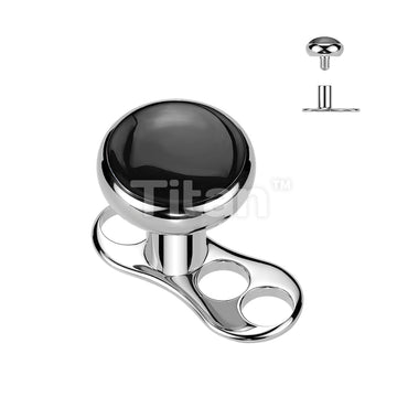 Titanium Internally Threaded 3 Hole Dermal Anchor With Bezel Set Natural Stone Top - Image 3