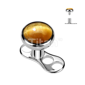 Titanium Internally Threaded 3 Hole Dermal Anchor With Bezel Set Natural Stone Top - Image 5