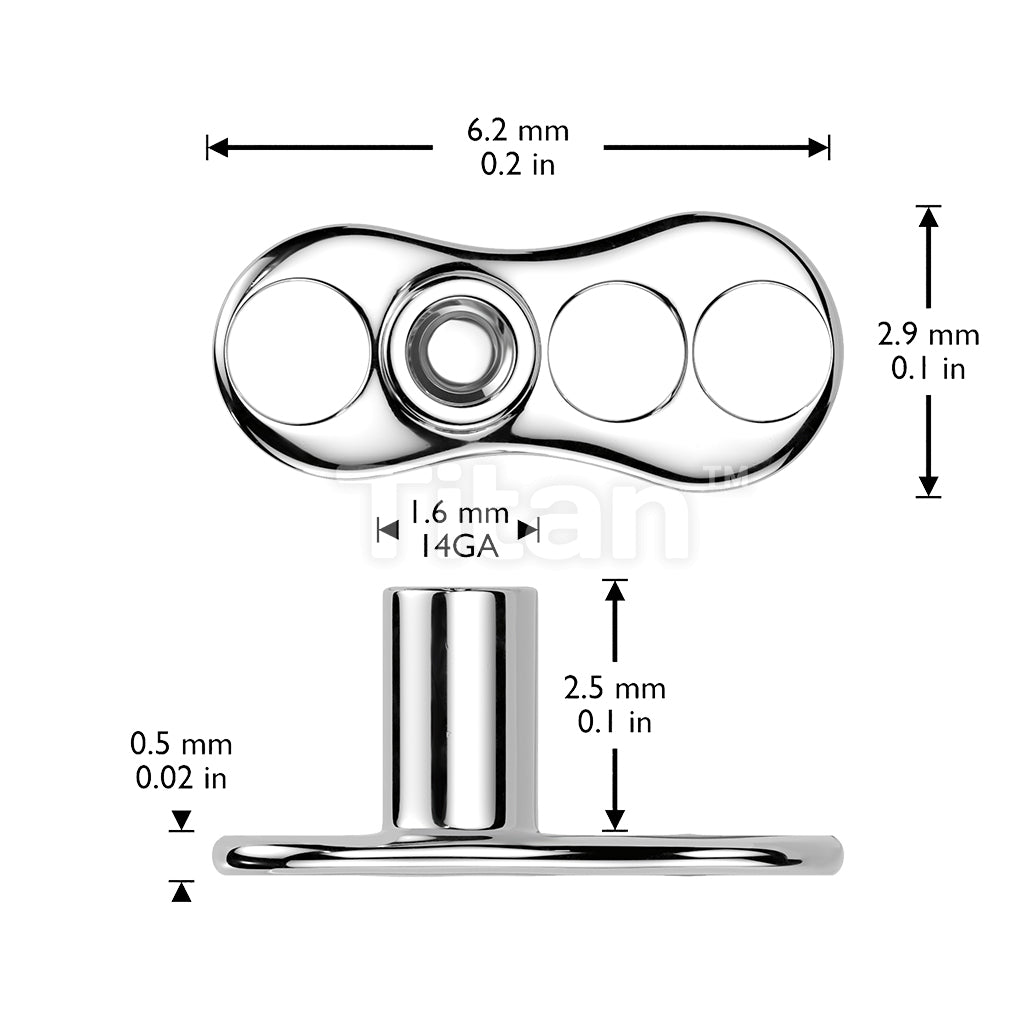 Titanium Internally Threaded 3 Hole Dermal Anchor With CZ Flower Top - Image 4