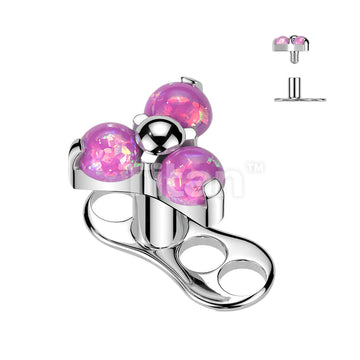 Titanium Internally Threaded 3 Hole Dermal Anchor With CZ Triangle Top - Image 6