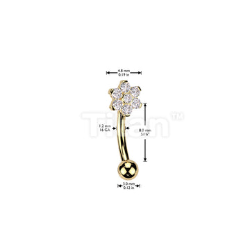 Implant Grade Titanium Internally Threaded Curved Barbell With CZ Flower Top - Image 4