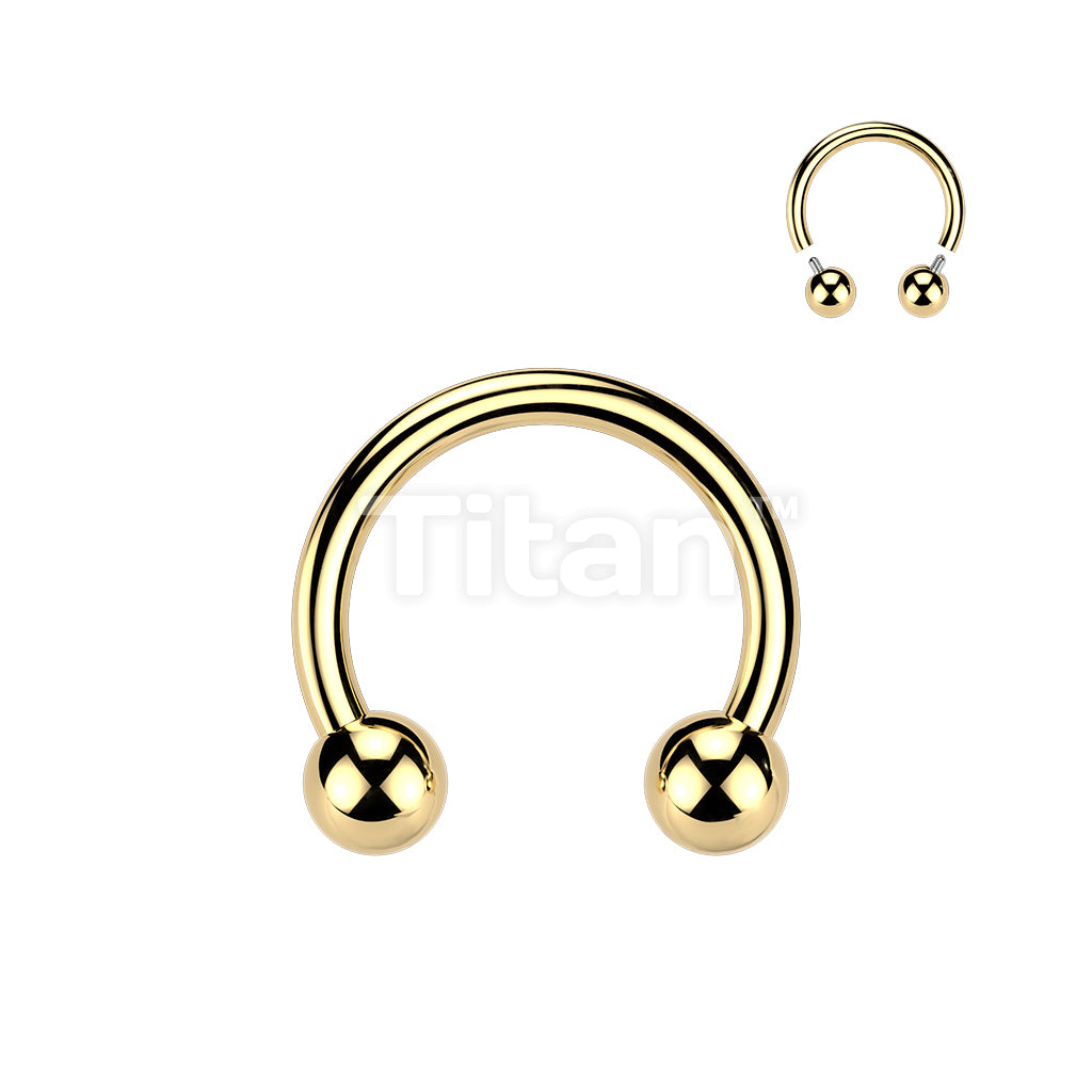 24K Gold PVD Titanium Internally Threaded Horseshoe - Image 2