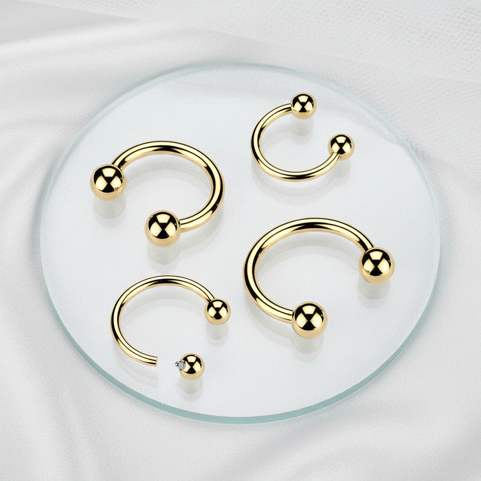 24K Gold PVD Titanium Internally Threaded Horseshoe
