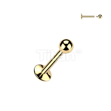 24K Gold PVD Titanium Internally Threaded Labret With Convex Back - Image 2