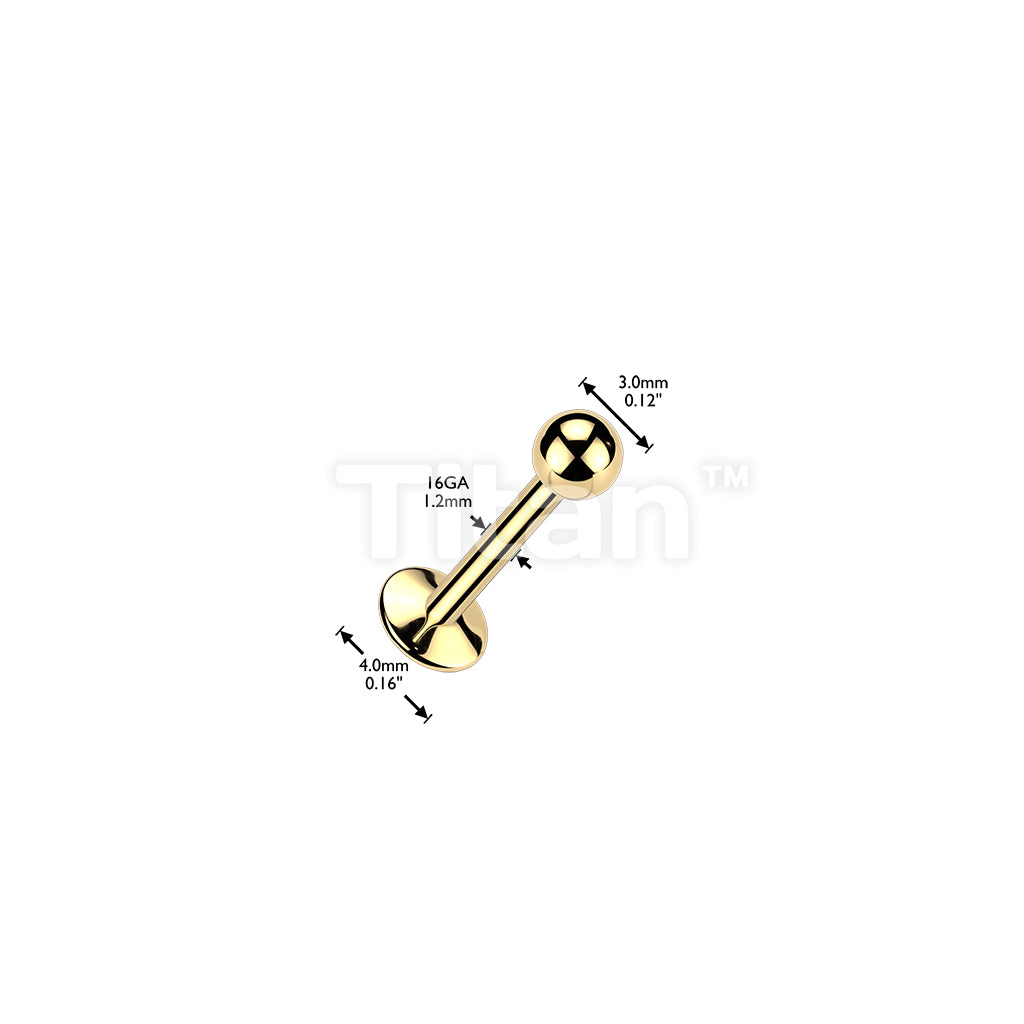 24K Gold PVD Titanium Internally Threaded Labret With Convex Back - Image 3
