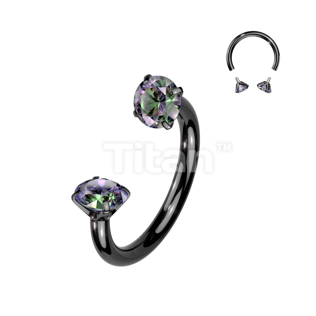 Implant Grade Titanium Internally Threaded Prong Set CZ Horseshoe - Image 4