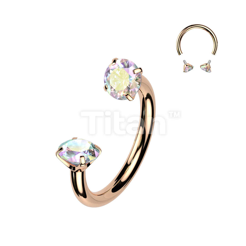 Implant Grade Titanium Internally Threaded Prong Set CZ Horseshoe - Image 5