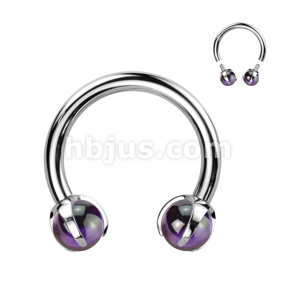 Implant Grade Titanium Internally Threaded Claw Set Natural Stone Horseshoe - Image 2
