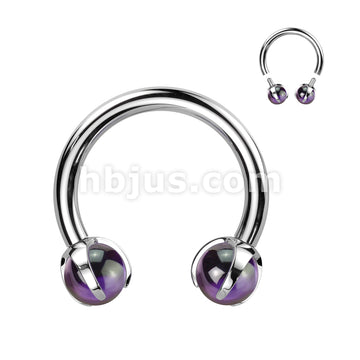 Implant Grade Titanium Internally Threaded Claw Set Natural Stone Horseshoe - Image 2